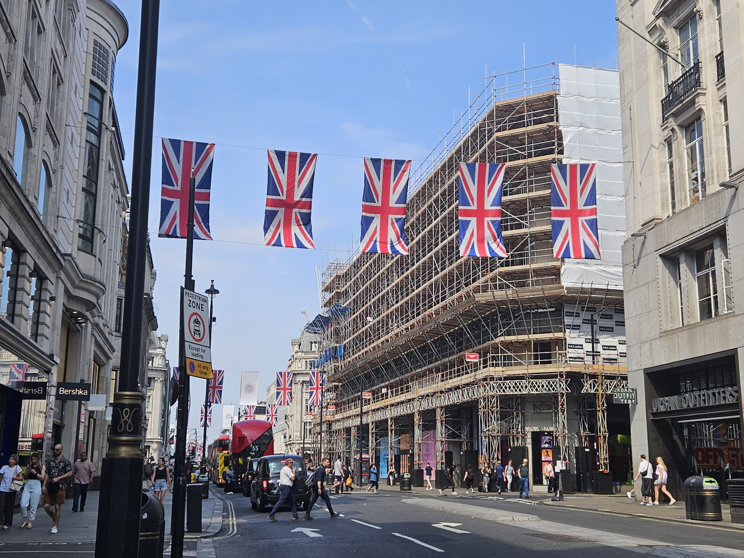 Union flags in a London street